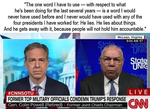 High Quality Colin Powell Trump Is A Liar Blank Meme Template