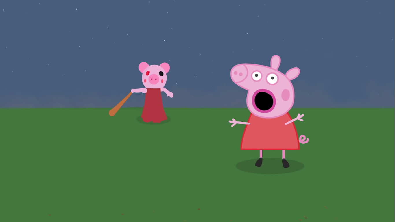 High Quality Piggy chaseing Peppa Blank Meme Template