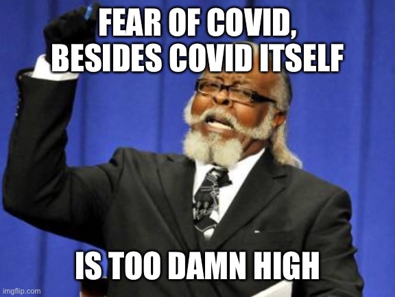 Too Damn High | FEAR OF COVID, BESIDES COVID ITSELF; IS TOO DAMN HIGH | image tagged in memes,too damn high | made w/ Imgflip meme maker