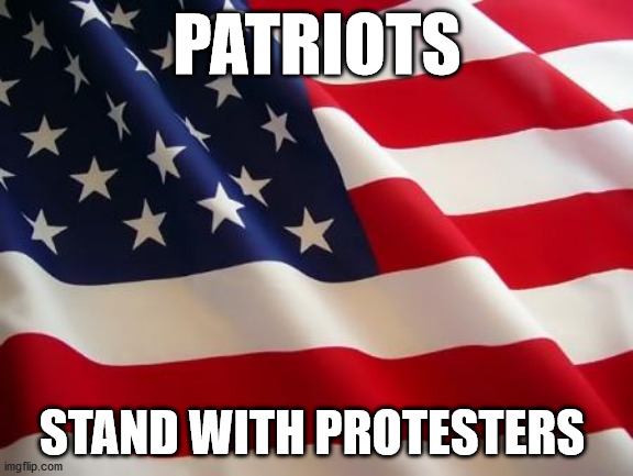 American flag | PATRIOTS; STAND WITH PROTESTERS | image tagged in american flag | made w/ Imgflip meme maker