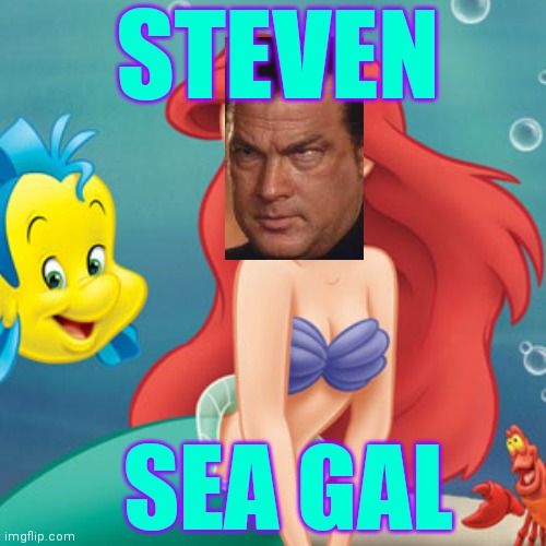 I'm sure he won't mind. | STEVEN; SEA GAL | image tagged in memes,steven seagal,little merman,lol | made w/ Imgflip meme maker