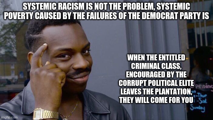 Step one, identify the problem | SYSTEMIC RACISM IS NOT THE PROBLEM, SYSTEMIC POVERTY CAUSED BY THE FAILURES OF THE DEMOCRAT PARTY IS; WHEN THE ENTITLED CRIMINAL CLASS, ENCOURAGED BY THE CORRUPT POLITICAL ELITE LEAVES THE PLANTATION, THEY WILL COME FOR YOU | image tagged in memes,identify the problem,systemic racism,systemic poverty,democrat failures,entitled criminals | made w/ Imgflip meme maker