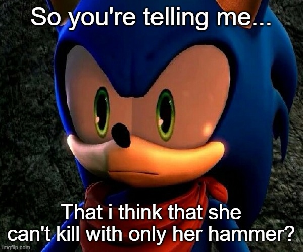 So you're telling me... That i think that she can't kill with only her hammer? | made w/ Imgflip meme maker