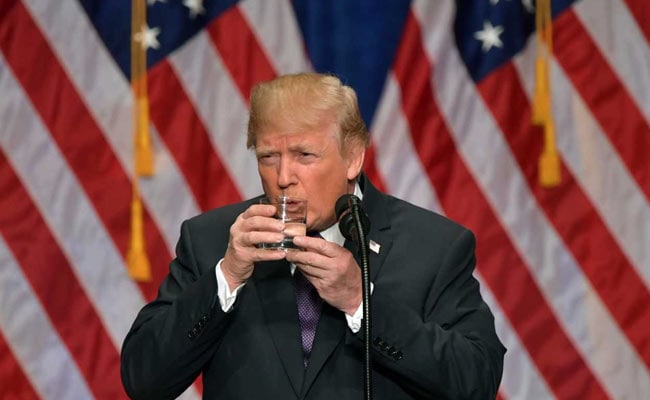 Trump drinks glass of water with both hands Blank Meme Template