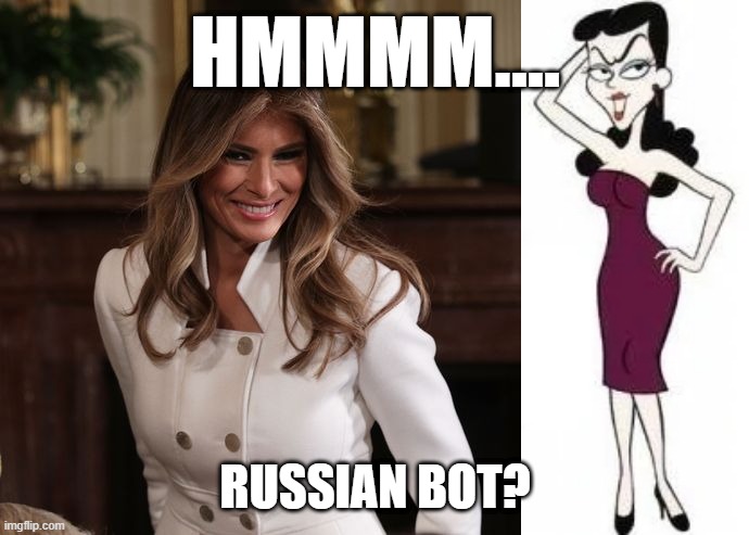 russian bot | HMMMM.... RUSSIAN BOT? | image tagged in trumpanzees,rebooblicans,trump,loser,russia | made w/ Imgflip meme maker