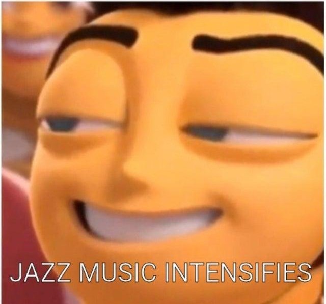 Jazz music intensifies. 