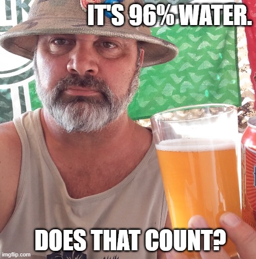 96% | IT'S 96% WATER. DOES THAT COUNT? | image tagged in water | made w/ Imgflip meme maker