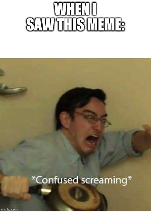 confused screaming | WHEN I SAW THIS MEME: | image tagged in confused screaming | made w/ Imgflip meme maker