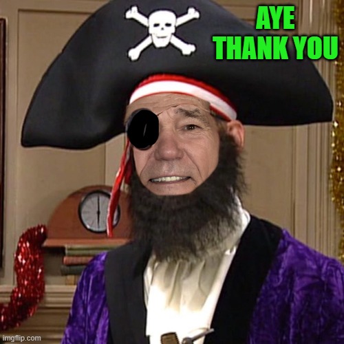 AYE THANK YOU | image tagged in kewlew as pirate | made w/ Imgflip meme maker