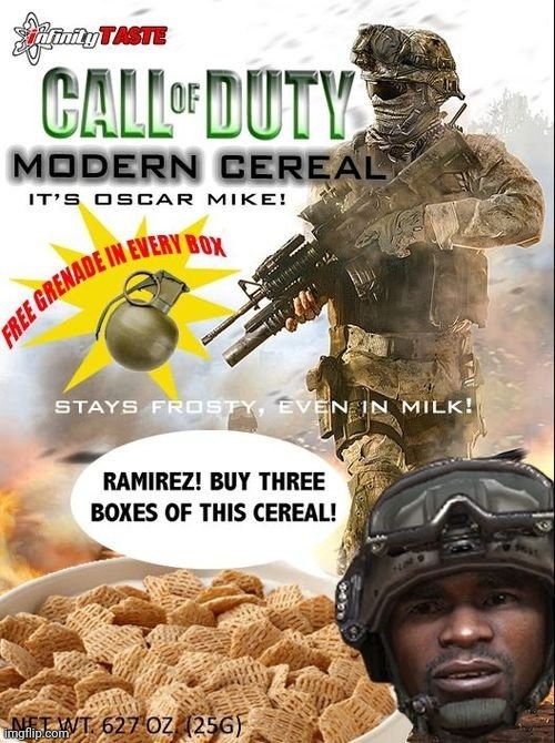 Cod cereal yeh | image tagged in yeh,i like saying yeh,cod,cereal | made w/ Imgflip meme maker