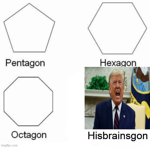 Pentagon Hexagon Octagon Meme | Hisbrainsgon | image tagged in memes,pentagon hexagon octagon | made w/ Imgflip meme maker