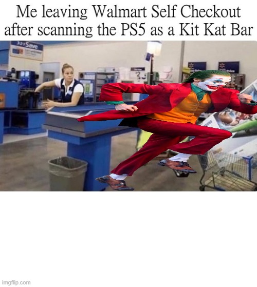 High Quality Walmart Self Checkout PS5 As Kit Kat Bar Blank Meme Template