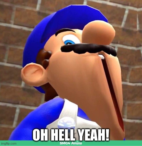 smg4's face | OH HELL YEAH! | image tagged in smg4's face | made w/ Imgflip meme maker