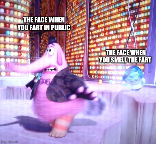 Inside out | THE FACE WHEN YOU FART IN PUBLIC; THE FACE WHEN YOU SMELL THE FART | image tagged in inside out | made w/ Imgflip meme maker