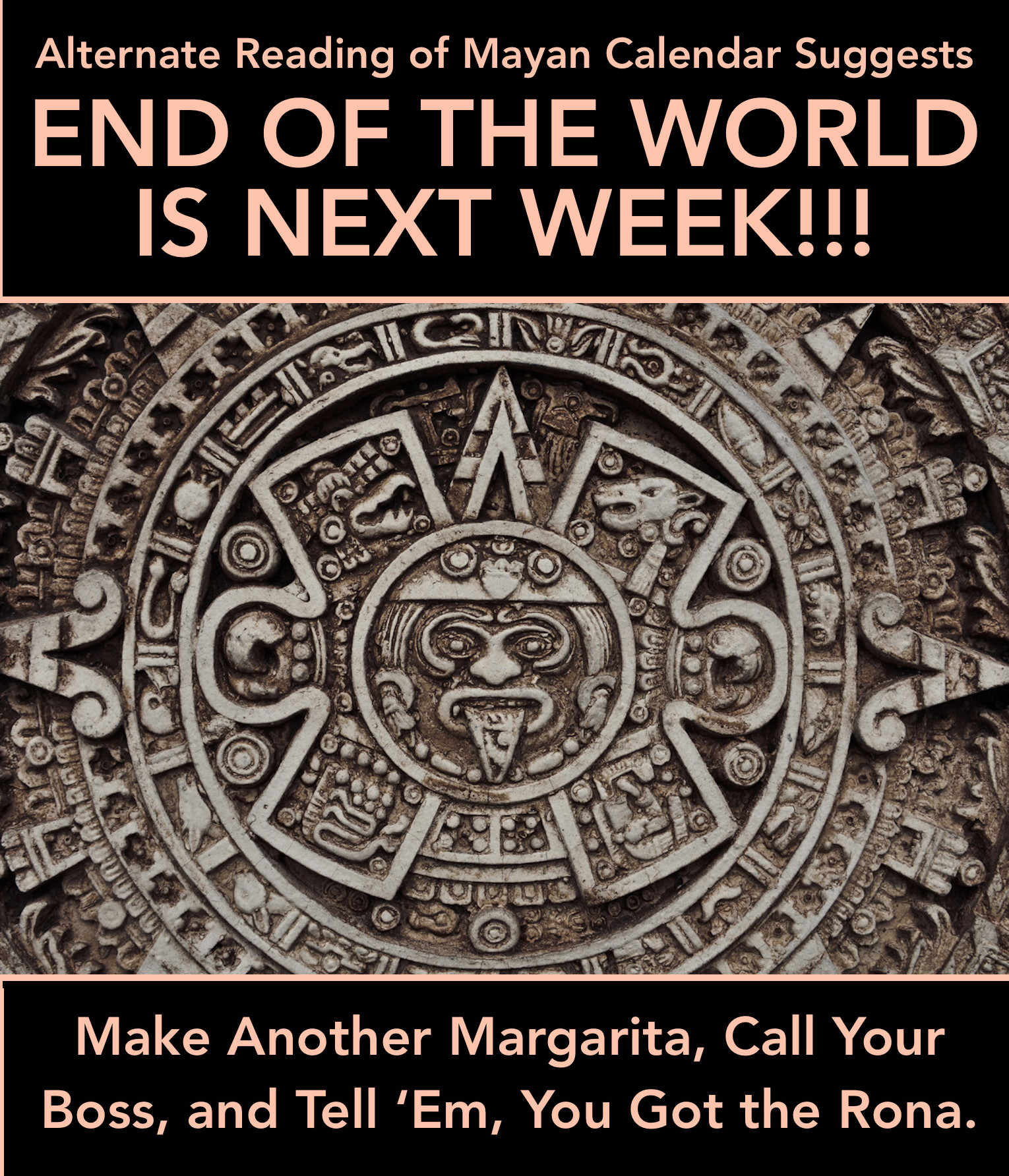 High Quality mayan calender suggests end of world is next week Blank Meme Template