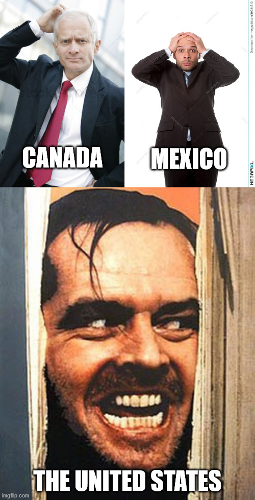 Crazy US | CANADA; MEXICO; THE UNITED STATES | image tagged in crazy us,jack nicholson | made w/ Imgflip meme maker
