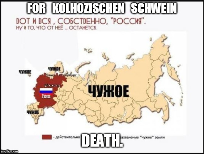 #KolhozischenSchwein | FOR   KOLHOZISCHEN   SCHWEIN; DEATH. | image tagged in kolhozischenschwein | made w/ Imgflip meme maker