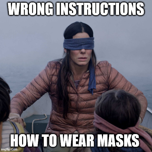 Bird Box Meme | WRONG INSTRUCTIONS; HOW TO WEAR MASKS | image tagged in memes,bird box | made w/ Imgflip meme maker