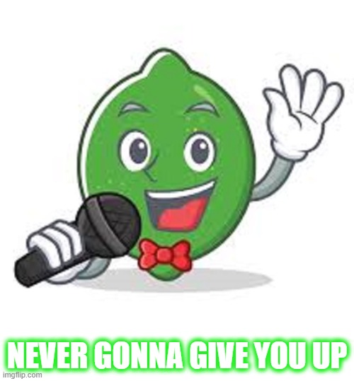 The Best Limerick Ever | NEVER GONNA GIVE YOU UP | image tagged in key lime | made w/ Imgflip meme maker