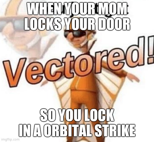 Vectored | WHEN YOUR MOM LOCKS YOUR DOOR; SO YOU LOCK IN A ORBITAL STRIKE | image tagged in you just got vectored | made w/ Imgflip meme maker