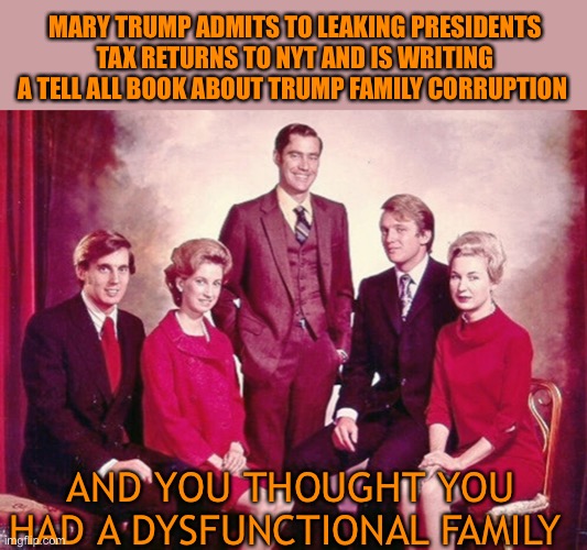 Trumps big beautiful secrets, believe me | MARY TRUMP ADMITS TO LEAKING PRESIDENTS TAX RETURNS TO NYT AND IS WRITING A TELL ALL BOOK ABOUT TRUMP FAMILY CORRUPTION; AND YOU THOUGHT YOU HAD A DYSFUNCTIONAL FAMILY | image tagged in donald trump,family,dysfunctional,president,conservatives,denial | made w/ Imgflip meme maker