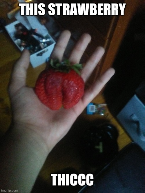 Oooh | THIS STRAWBERRY; THICCC | image tagged in thicc | made w/ Imgflip meme maker