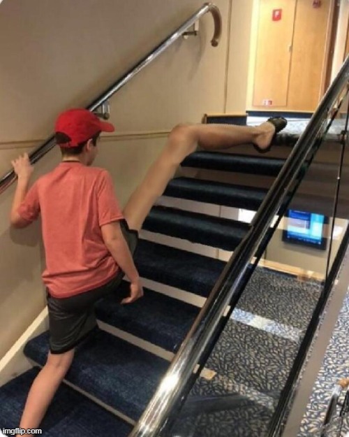 Middle schoolers climbing stairs | made w/ Imgflip meme maker