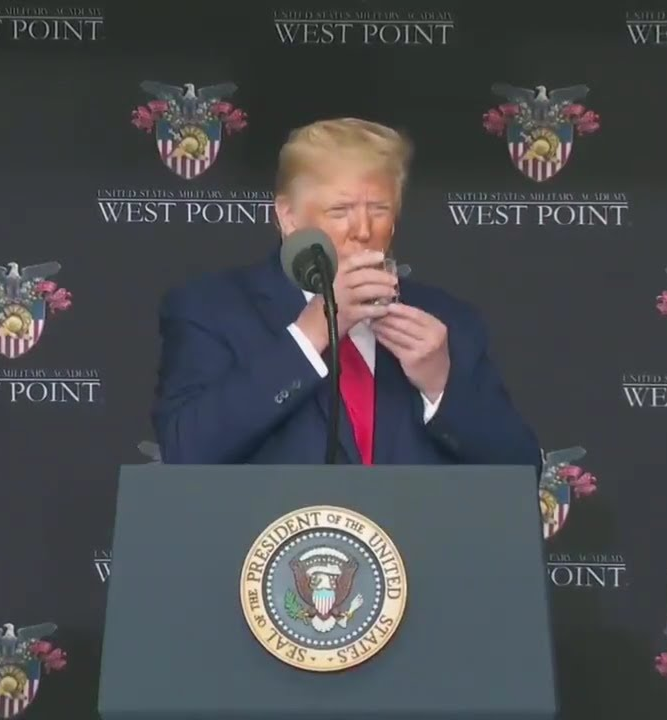 trump trying to drink water Blank Meme Template