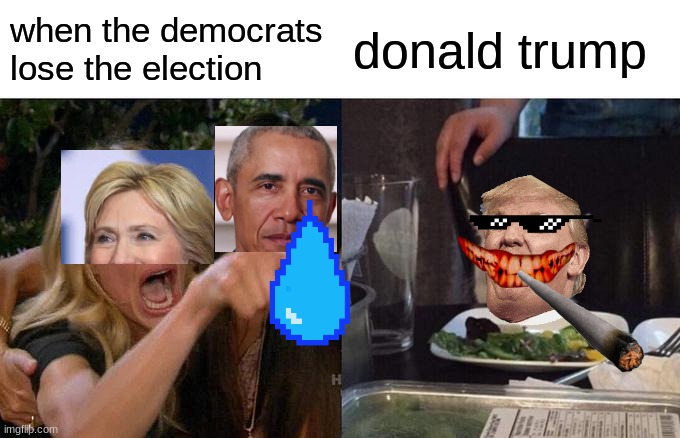 election | when the democrats lose the election; donald trump | image tagged in memes,woman yelling at cat | made w/ Imgflip meme maker