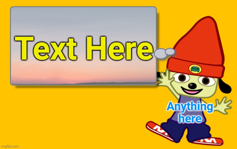 Parappa Text Box | Text Here; Anything here | image tagged in parappa text box,playstation,parappa,memes,rap | made w/ Imgflip meme maker