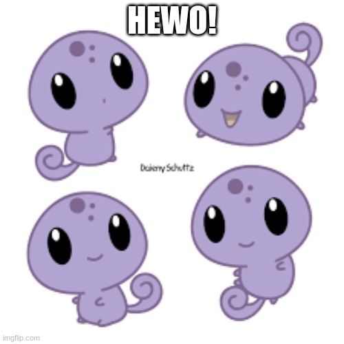 hewo! | HEWO! | image tagged in cute purple lizards | made w/ Imgflip meme maker