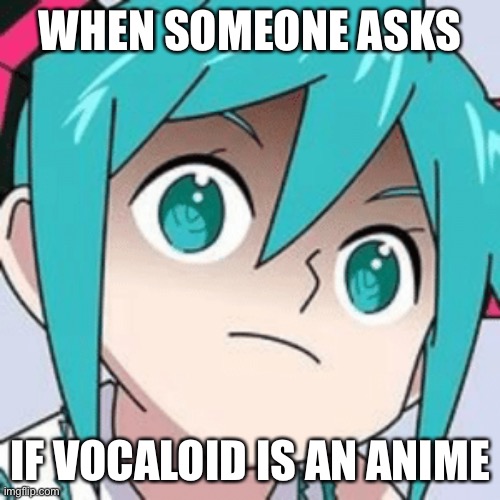 WHEN SOMEONE ASKS; IF VOCALOID IS AN ANIME | image tagged in hatsune miku | made w/ Imgflip meme maker