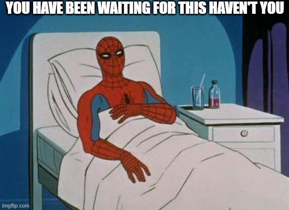 Spiderman Hospital Meme | YOU HAVE BEEN WAITING FOR THIS HAVEN'T YOU | image tagged in memes,spiderman hospital,spiderman | made w/ Imgflip meme maker