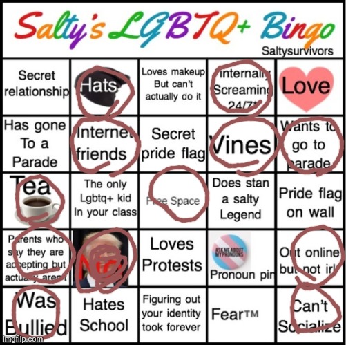 I didn't get bingo ;-; | image tagged in the pride bingo,gay pride,bingo,fail | made w/ Imgflip meme maker