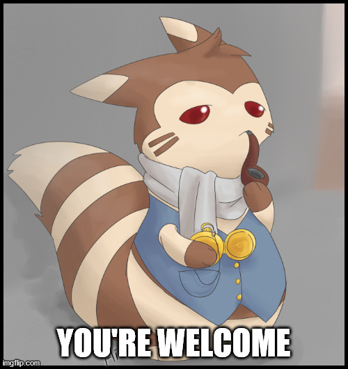 Fancy Furret | YOU'RE WELCOME | image tagged in fancy furret | made w/ Imgflip meme maker