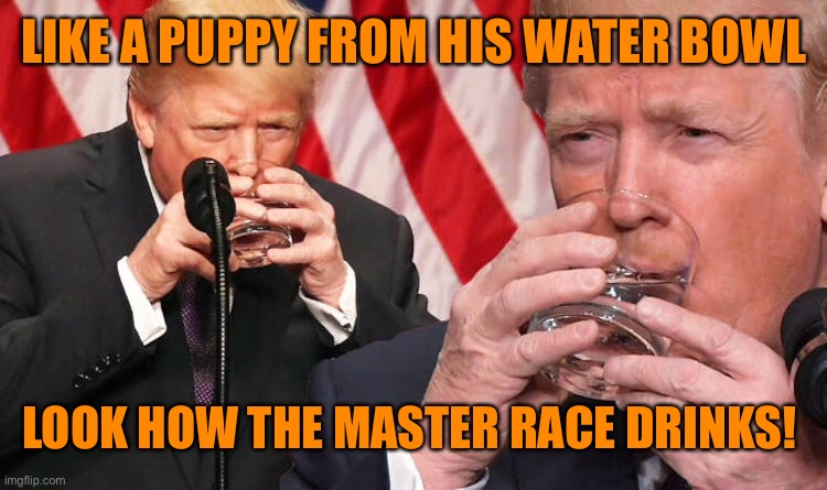 LIKE A PUPPY FROM HIS WATER BOWL LOOK HOW THE MASTER RACE DRINKS! | made w/ Imgflip meme maker