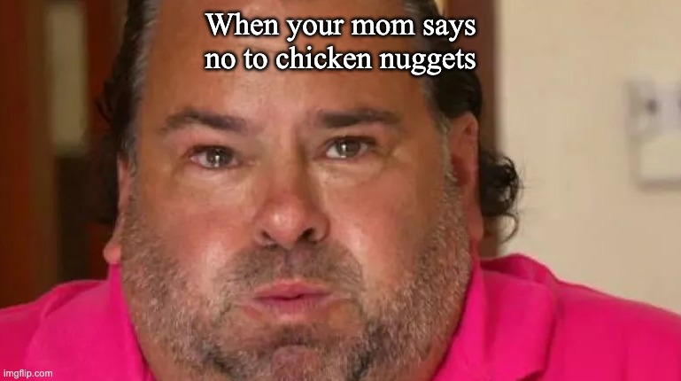 When your mom says no to chicken nuggets | image tagged in chonk | made w/ Imgflip meme maker