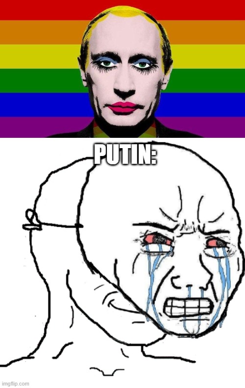 Nani? | PUTIN: | image tagged in putin clown,gay | made w/ Imgflip meme maker