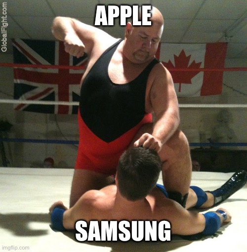 Beating Up | APPLE; SAMSUNG | image tagged in beating up | made w/ Imgflip meme maker