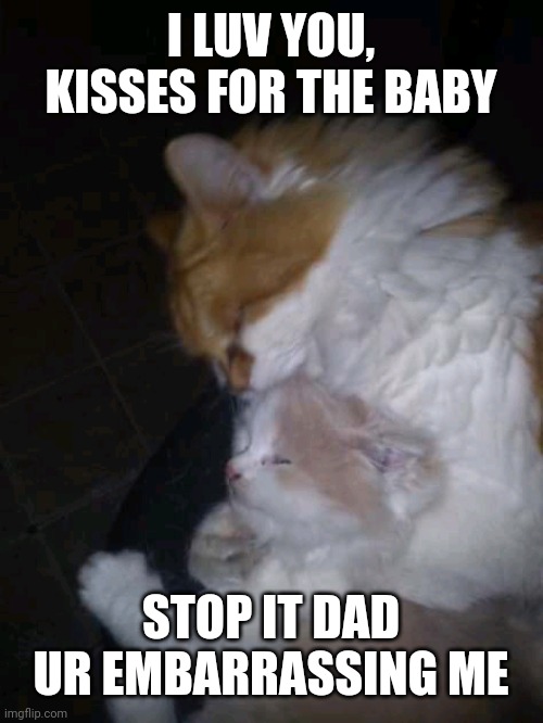 Zeus | I LUV YOU, KISSES FOR THE BABY; STOP IT DAD UR EMBARRASSING ME | image tagged in zeus | made w/ Imgflip meme maker