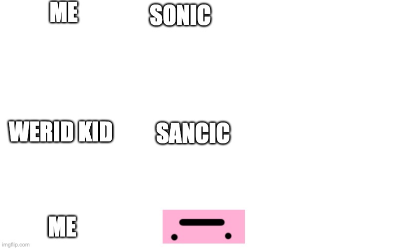 ME; SONIC; SANCIC; WERID KID; ME | image tagged in memes | made w/ Imgflip meme maker