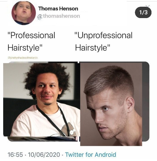 High Quality Professional hair vs unprofessional hair racism Blank Meme Template