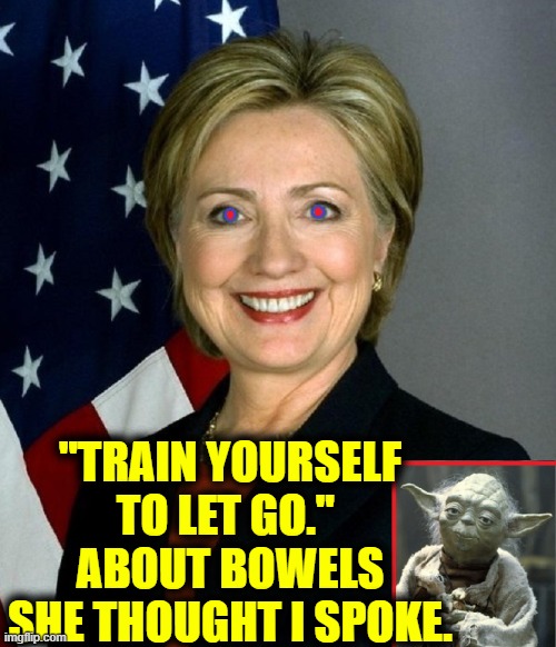 Hillary treats truth like fine china —takes it out to look at it now & then | "TRAIN YOURSELF TO LET GO." 
ABOUT BOWELS SHE THOUGHT I SPOKE. | image tagged in vince vance,yoda wisdom,quotes | made w/ Imgflip meme maker