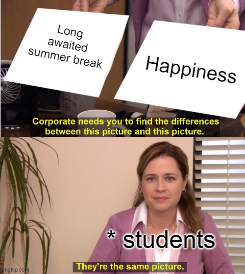They're The Same Picture Meme | Long awaited summer break; Happiness; * students | image tagged in memes,they're the same picture | made w/ Imgflip meme maker