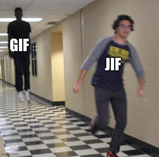 Apparently it's jif, not gif... | GIF; JIF | image tagged in floating boy chasing running boy | made w/ Imgflip meme maker