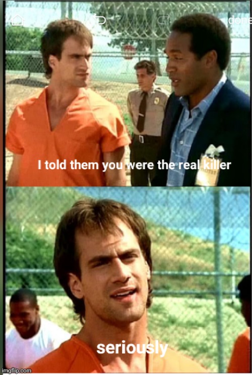 OJ Simpson / Christopher Meloni | image tagged in oj simpson,law and order | made w/ Imgflip meme maker
