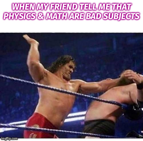 angry physics lover | WHEN MY FRIEND TELL ME THAT PHYSICS & MATH ARE BAD SUBJECTS | image tagged in funny memes | made w/ Imgflip meme maker