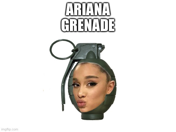 My brain thought of this. | ARIANA
GRENADE | image tagged in blank white template,ariana grande,grenade,memes | made w/ Imgflip meme maker