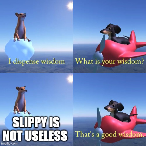That's a good wisdom | SLIPPY IS NOT USELESS | image tagged in that's a good wisdom,star fox | made w/ Imgflip meme maker