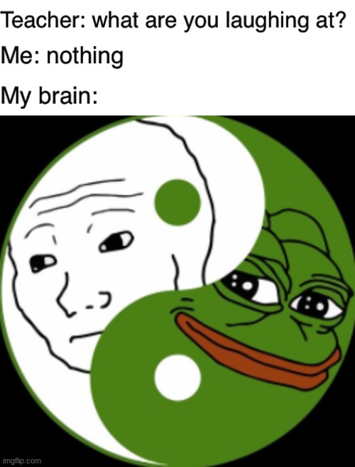 yin yang | image tagged in teacher what are you laughing at | made w/ Imgflip meme maker